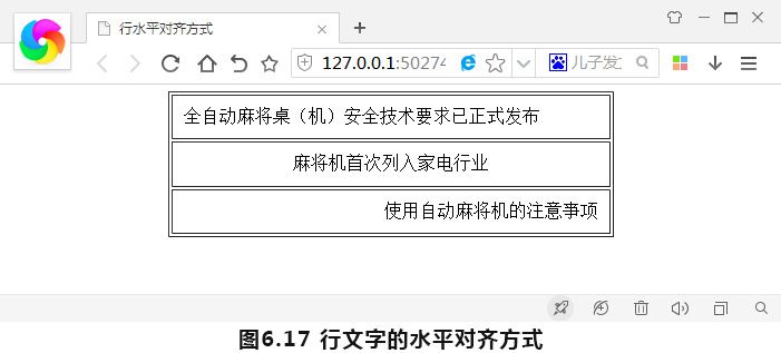 行文字的水平对齐方式